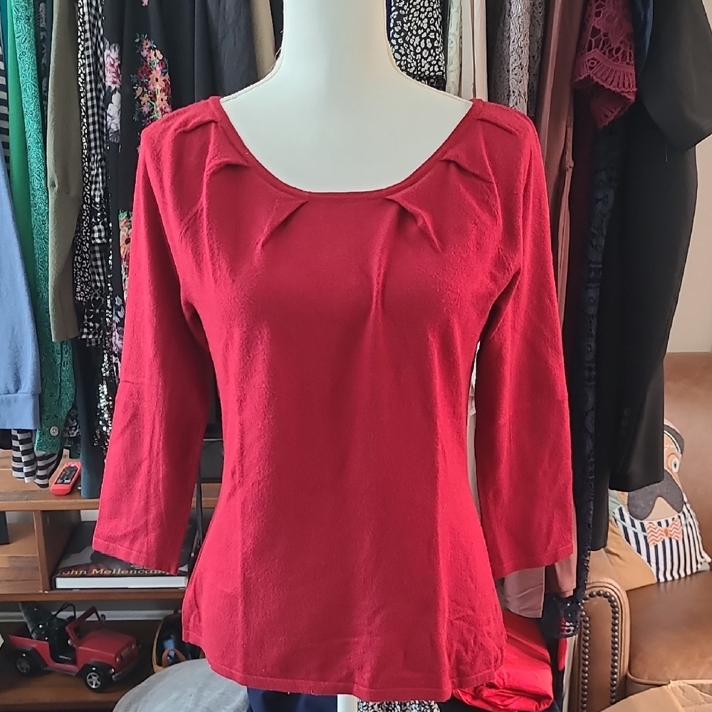 Willi Smith Unique, Beautfil Red Knit Top,Sz L